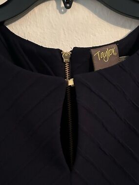 Taylor Navy Textured Sleeveless Fit-and-Flare Mini Dress